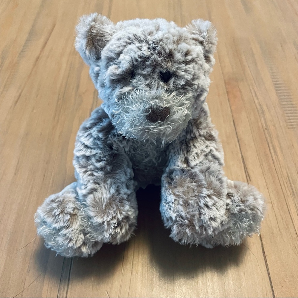 Demdaco Giving Bear Plush Stuffed Animal Gray Teddy Frosted Fuzzy Soft 8”